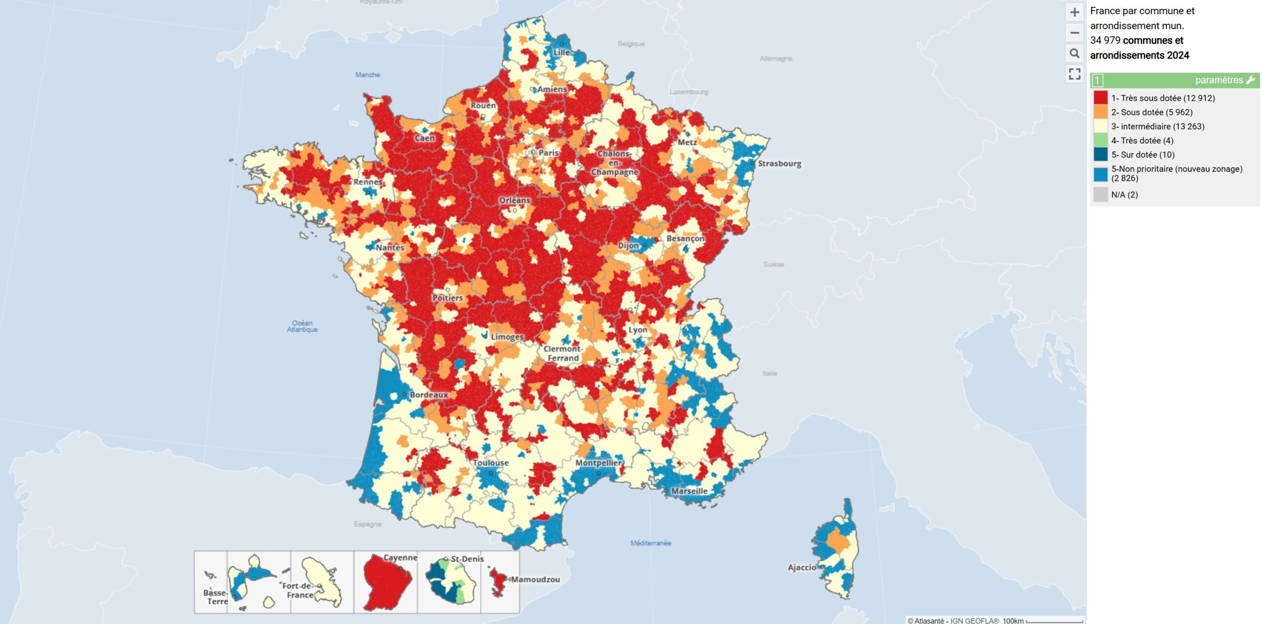 carte-zonage-kine-2025 Cartosanté Zonage kiné 2025